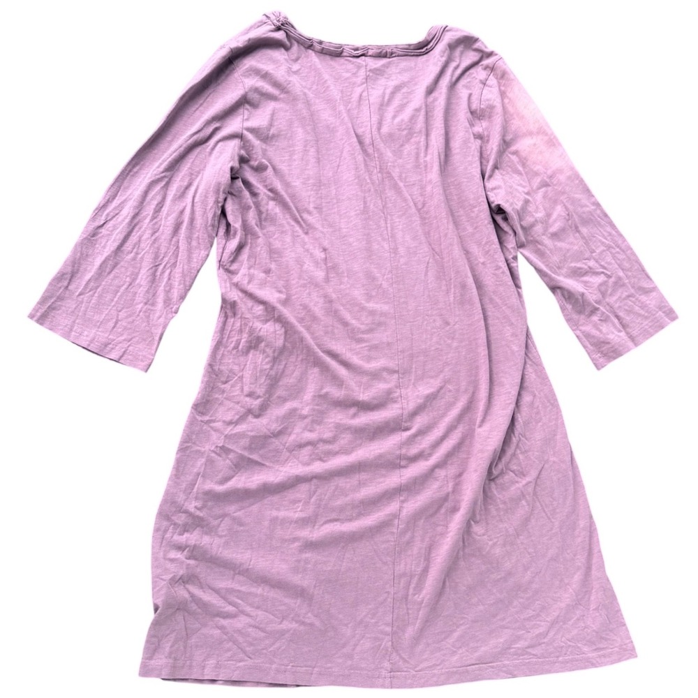 Garnet Hill Tunic Dress Women XL Mauve Excellent 3/4 Sleeve Cotton Modal Slub - Picture 2 of 6